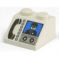 Part 3039px14 White Slope 45 2 x 2 with Phone and Minifig Pattern 